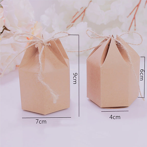 100 Pack Kraft Paper Candy Favor Boxes – Pillow Gift Boxes with Rope for Wedding, Christmas and Party Treats