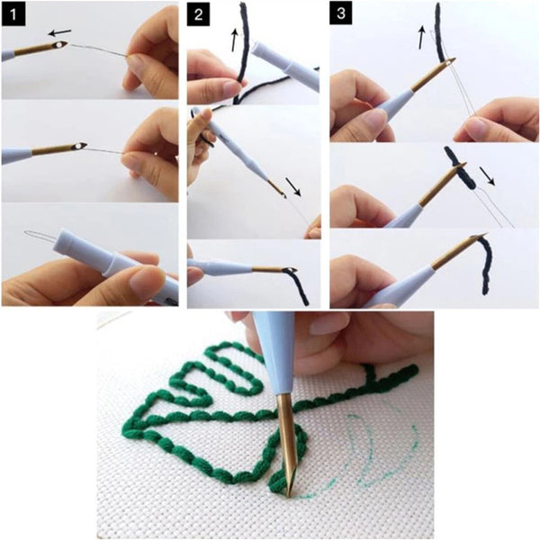 Adjustable Punch Needle Rug Yarn Needle Embroidery Pen Felting Threader Needles