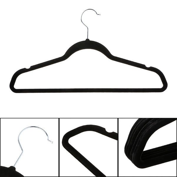 Non-Slip Velvet Coat Hangers Clip Space Saving Clothing Hooks Rack Shirt