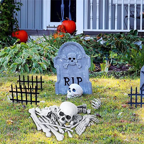 12PCS Christmas Skeleton Bones Skull Body Part Prop Graveyard Outdoor Decoration