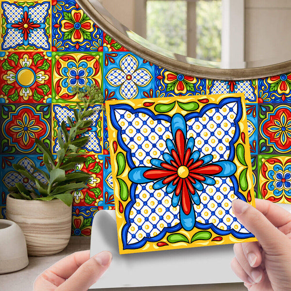 20pcs Moroccan Style Tile Wall Stickers Kitchen Bathroom Self Adhesive Stick On