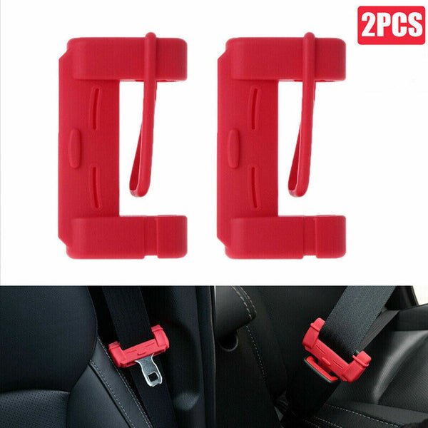 2PCS Car Accessories Safty Seat Belt Buckle Clip Anti-Scratch Cover Silicone Red