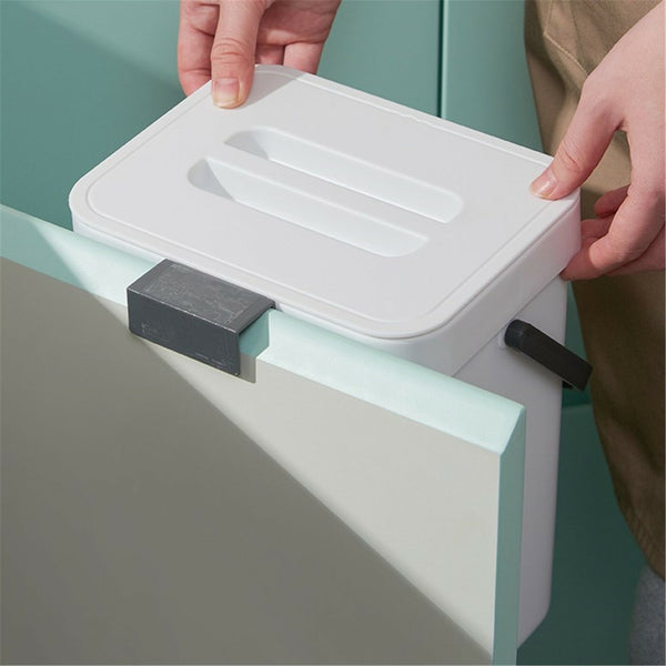 2pcs Wall Mounted Trash Can with Lid | Hanging Kitchen & Bathroom Waste Bin 3L
