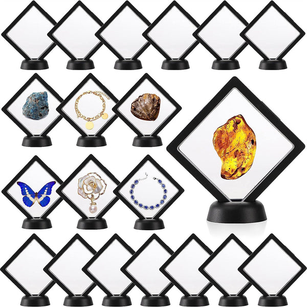 6pcs 3D Floating Coin Display Frame Holder Box Case W/ Black Stand Set 9x9cm AUS