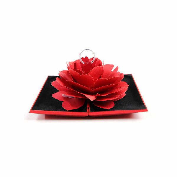 Rose Ring Box Wedding Jewelry Storage Shape Case Engagement Proposal Rhombus