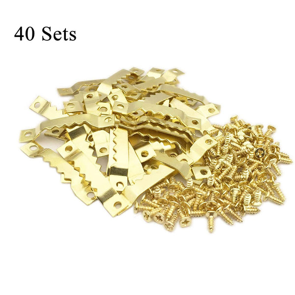 40PCS Sawtooth Picture Frame Hangers Oil Hanging Wall Hooks + Screws Black AUS