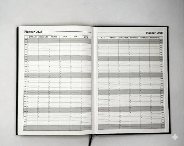 2027 A4 Week To ViewBlack Hard Cover Office Planner Calendar Journal AU