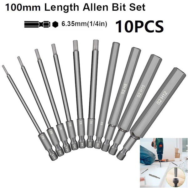 20pcs Hex Key Bit Set 100mm | S2 Steel Magnetic Allen Driver Bits for Drill Impact