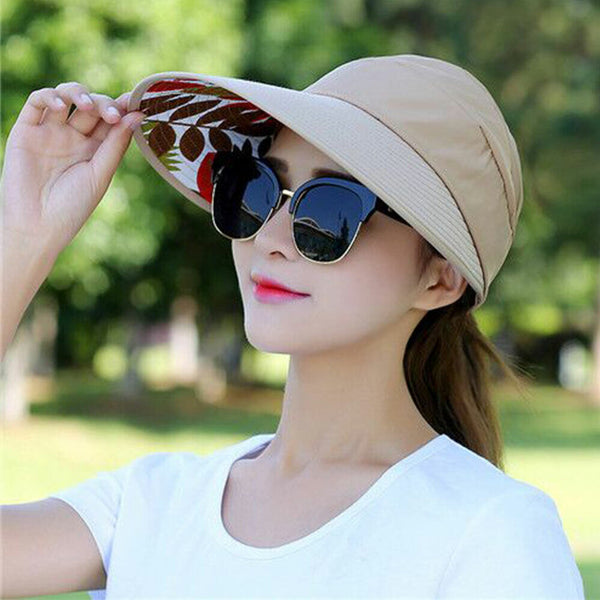 Summer Hat Visor Ladies Wide Brim Foldable Roll Up Sun Cap Golf Beach Women