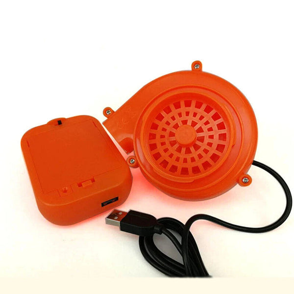 Orange USB air blower fan and battery case for inflatable Pikachu costume