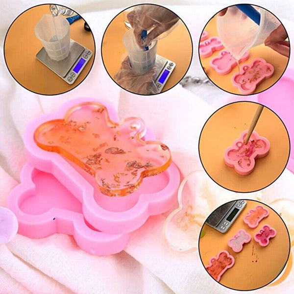 2pcs Silicone Bone Shape Resin Mold Dog Tag Keychain Resin Casting Mould Craft