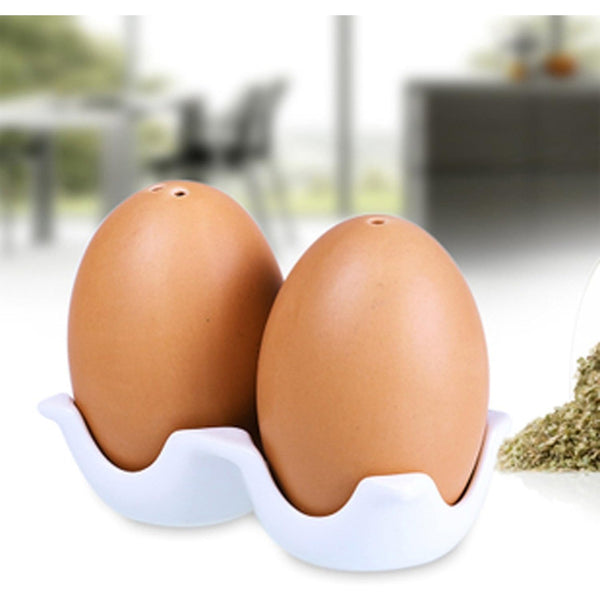 Brown Egg Shaped Salt and Pepper Shaker Ceramic Spice Bottle Set
