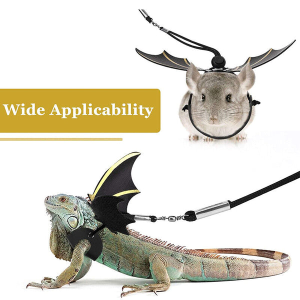 Lizard Harness Leash Bearded Dragon+Cool Leather Wings Reptile Adjustable AU