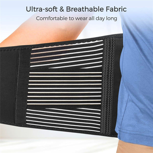 Breathable stretch fabric of the back support belt
