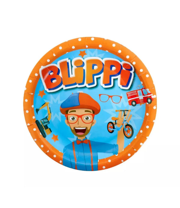 Blippi Party Supplies Tableware Kids Birthday Banner Topper Balloon Plate Bag