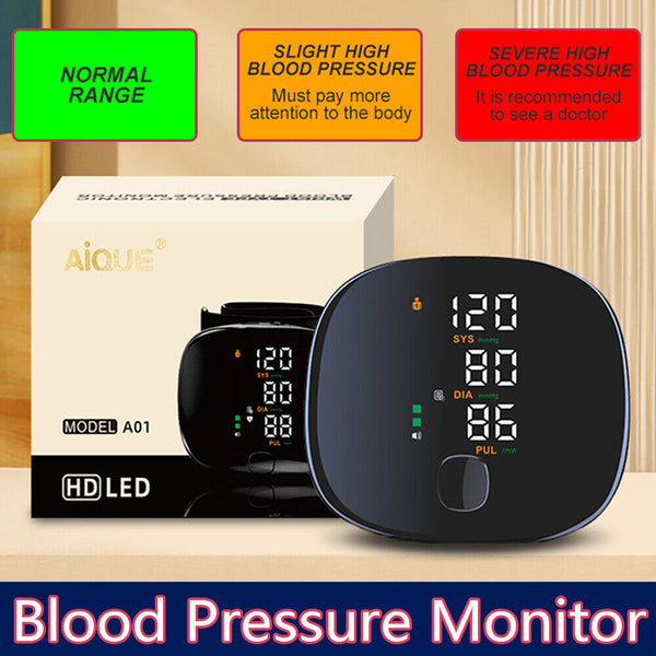 Automatic LCD Wrist High Blood Pressure Monitor Digital Heart Rate Gauge New