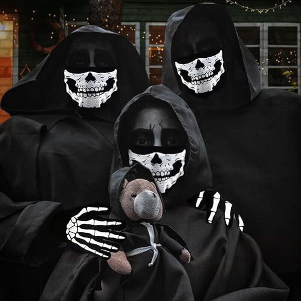 Halloween Grim Reaper Costume Scary Ghost Costumes with/Glowing Eyes- Adult Kids