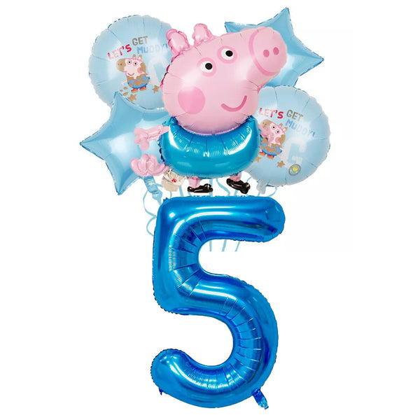 George Balloons Set With Numbers Party Supplies Peppa Pig Birthday Decoration