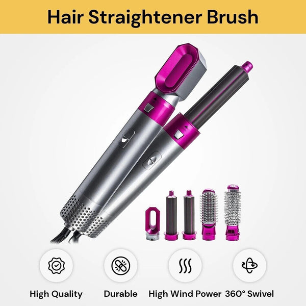 5 IN 1 Electric Hair Dryer Brush Hot Comb Air Curler Straightener Curling Style