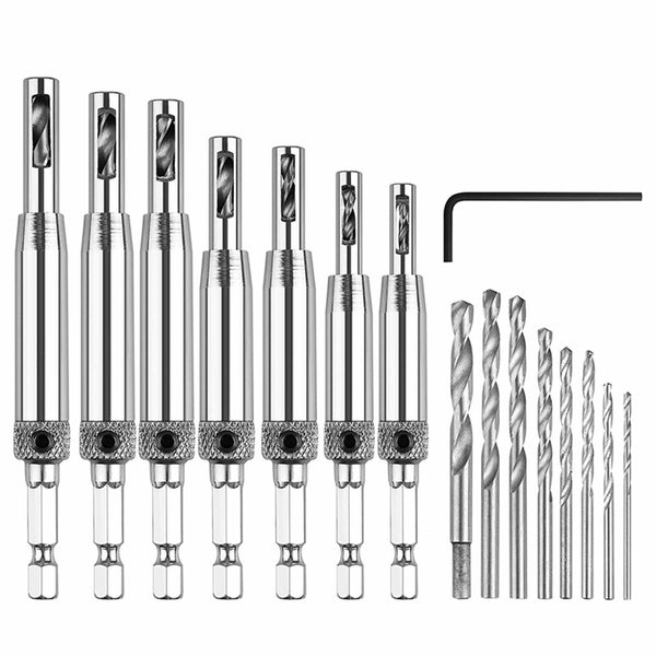 Doors Self Centering Hinge Hardware Tapper Core Drill Bit Set Hole Guides Drawer