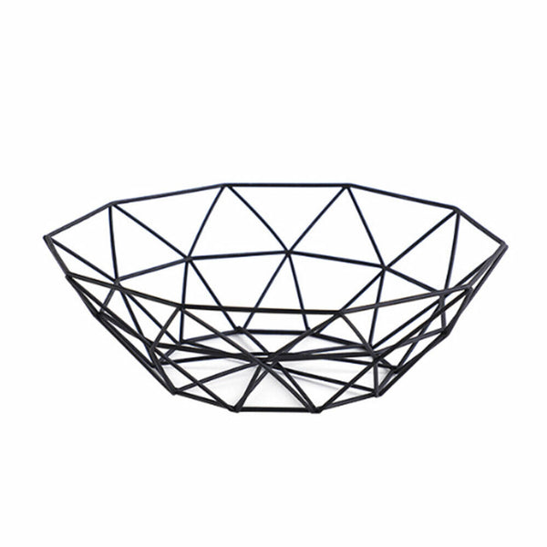 Wire Basket Kitchen Storage Geometric Fruit Vegetable Metal Desktop Bowl