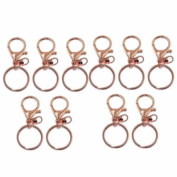 UP 100PCS Swivel Lobster Clasp Clips Hook Alloy Key Ring Split Keychain Durable