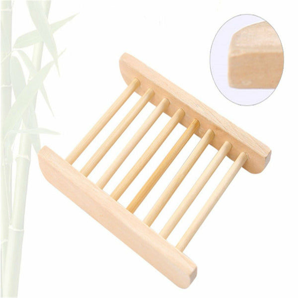 10-50X Natural Wooden Bamboo Soap Dish Tray Holder Storage Soap Rack Soap Dish
