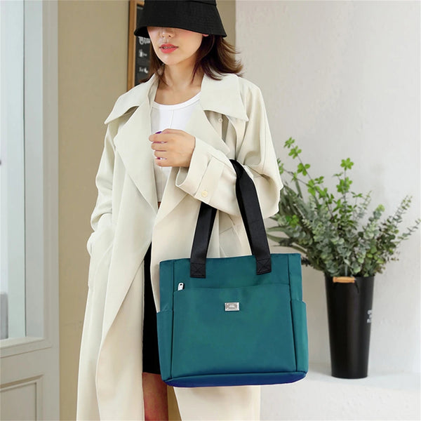 2pcs Waterproof Nylon Shoulder Bag | Multi-Pocket Travel Tote Laptop Work Handbag