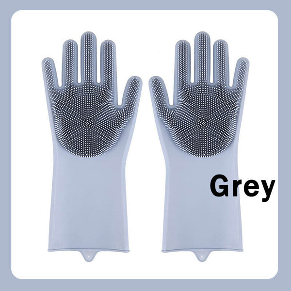 Magic Silicone Rubber Dish Washing Gloves Kitchen Scrubber Cleaning Sponge Tool