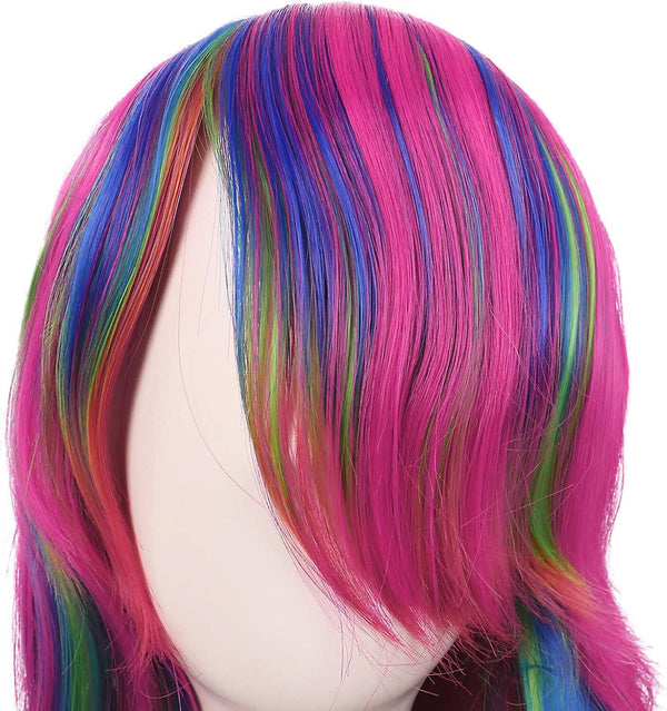 Women 70cm Long Rainbow Wavy Curly Cosplay Wig Party Costume Wig Hair Lolita Wig