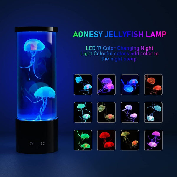 Jellyfish Lava Lamp Night Light Decor 17 Color Changing+Remote Aquarium Tank