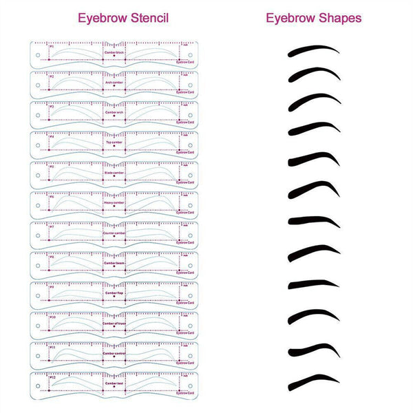 14Pcs Eyebrow Shaping Stencils Grooming Shaper Template Reusable Makeup Tool Kit