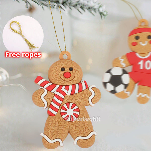 ❤ 12PCs Gingerbread Man Christmas Tree Hanging Pendant Gift Tree Decor Ornament