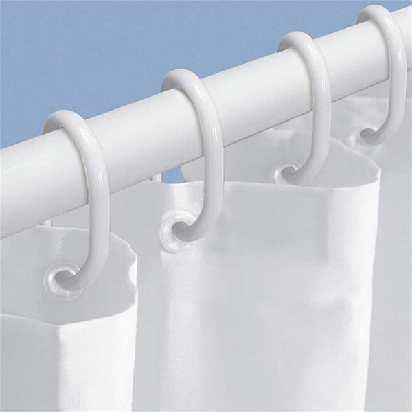 36 pcs Hooks Liner Bathroom Bathroom Shower Curtain White Hooks Rings Plastic AU
