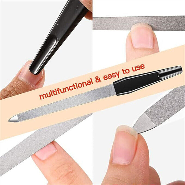 UP 20PCS Double Sided Nail Files Stainless Steel Plastic Handle Metal File NEW