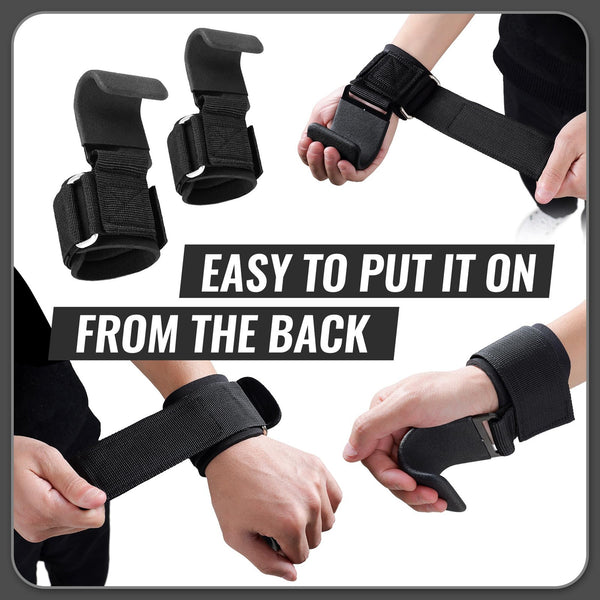 Weight Lifting Power Hooks Wrist Support Straps | Gym Grip Hooks for Deadlift