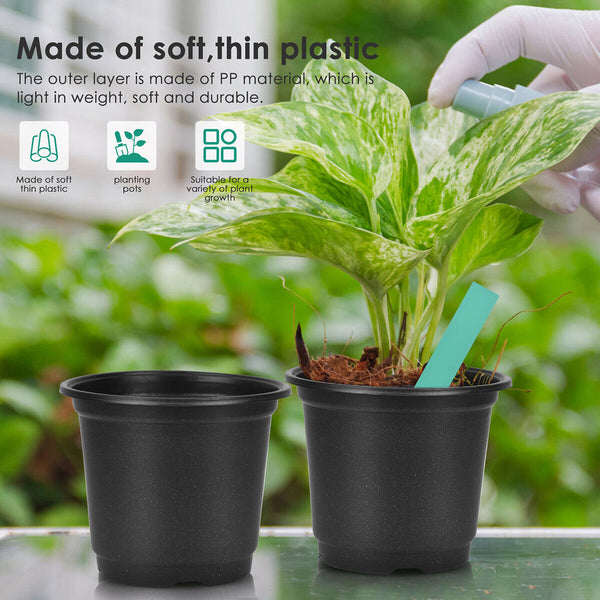 200PCS Plastic Plant Flower Pots Nursery Seedlings Growing Garden Plant Pots AU