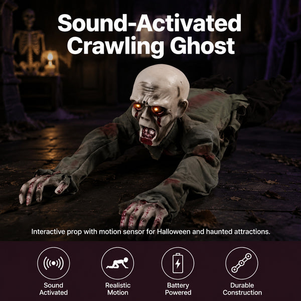 Halloween Decorations Scary Crawling Zombie with Horror Sound & Glowing Eyes