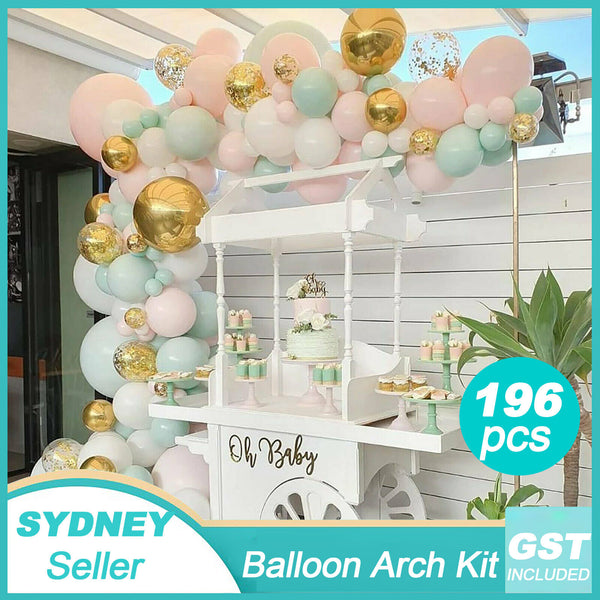 196pcs Pink Gold Balloon Garland Arch Kit Set Birthday Wedding Party Decorations