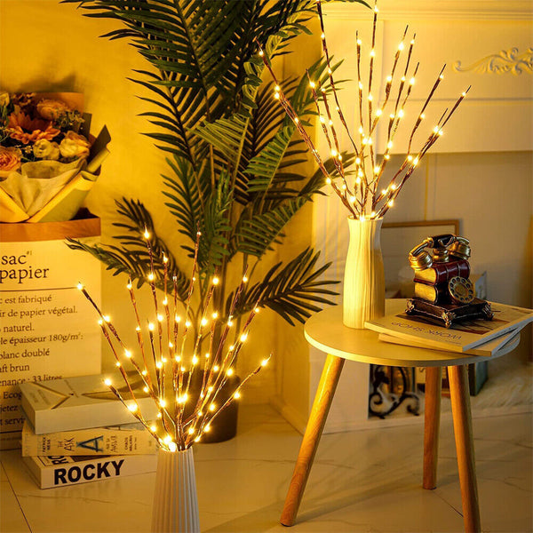 20 LED Twig Branch Fairy Light Flowers Tree Willow Night Lamp Home Xmas Decor AU