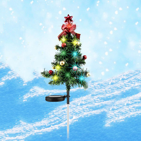 LED Christmas Tree Solar Lights Light Stake Outdoor Path Garden Lamp Xmas Decor