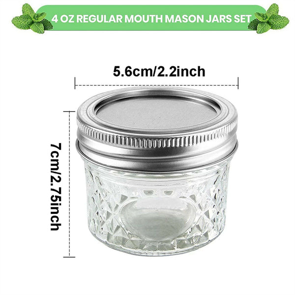 12pcs 120ml Glass Mason Jars with Lids | Mini Airtight Food Storage Jam Bottles Set