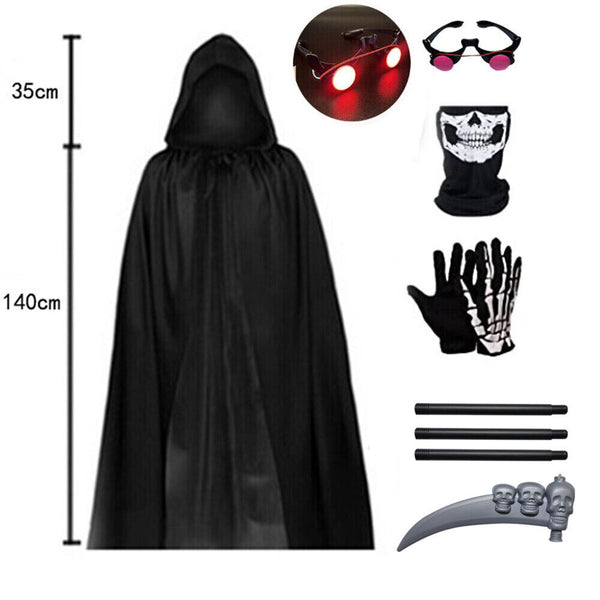 Halloween Grim Reaper Costume Scary Ghost Costumes with/Glowing Eyes- Adult Kids