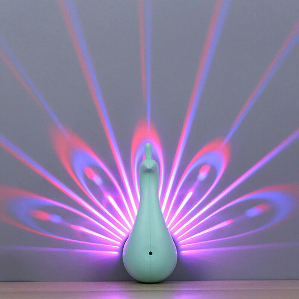 LED Home Decor wall lamp Peacock Projection Lamp Remote Control Night Light