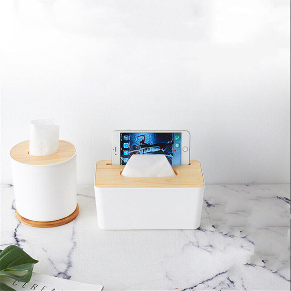 2PCS Tissue Box Holder Dispenser Paper Storage Napkin Case Wooden Cover Organize