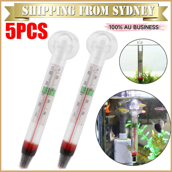 5pcs Floating Aquarium Vertical Thermometer Fish Tank Glass Temperature Meter AU