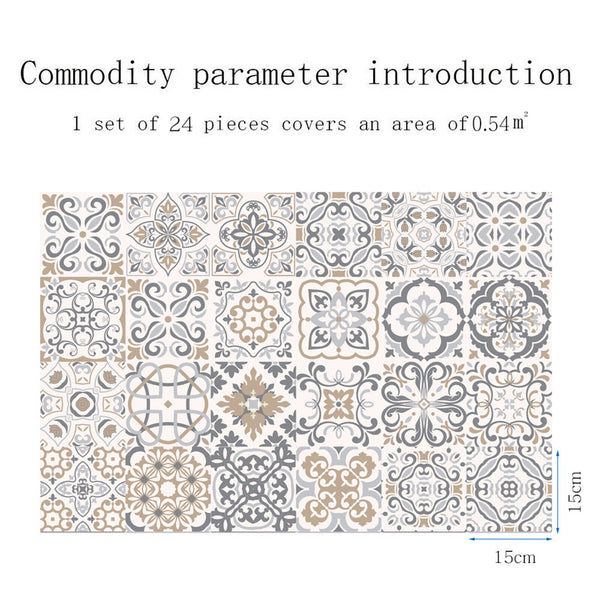 24PCS Moroccan Style Tile Wall Stickers Kitchen Bathroom Self-Adhesive Mosaic AU