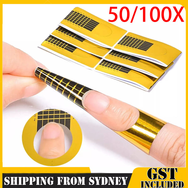 Nail Forms - Self-Adhesive Acrylic Nail Extension Guide Stickers (50/100 Pack)
