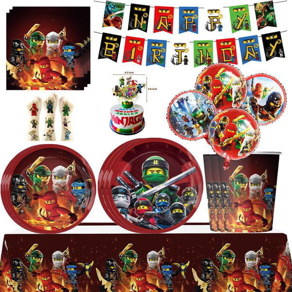 Ninjago Party Tableware Party Supplies Kids Birthday Banner Topper Balloon Plate