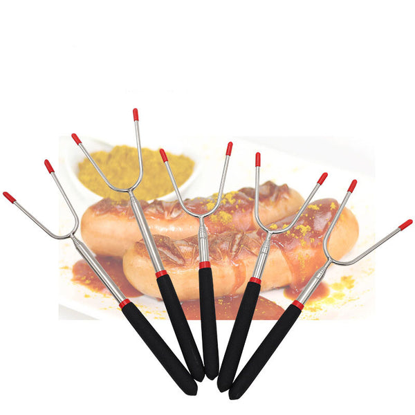 10 Pack Extendable Marshmallow Roasting Sticks – Telescopic BBQ Forks for Campfire, Grill and Barbecue